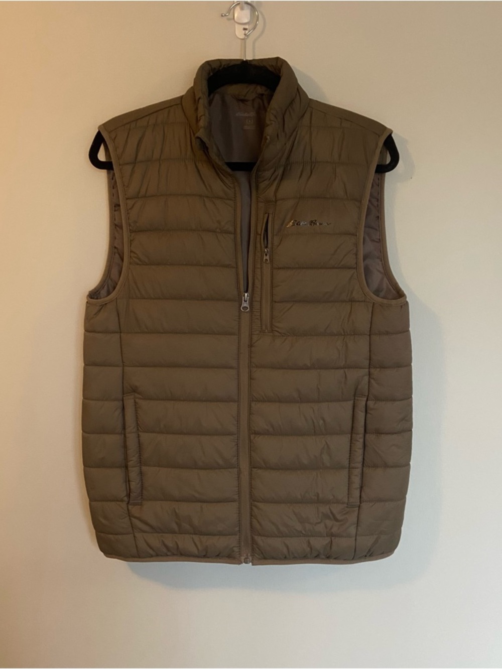 Eddie Bauer Men's Quilted Packable Vest - Olive Brown Taupe Size Small